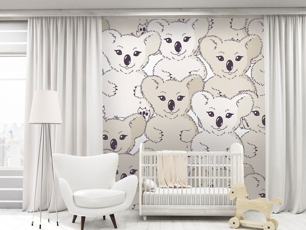 S medvídkem Koala na stěně Fototapety do dětského pokoje Fototapety Demural