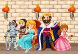 Královská rodina ve středověkém hradě