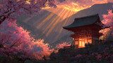 Západ slunce nad japonskou svatyní