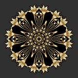 Zlatá mandala na černém pozadí