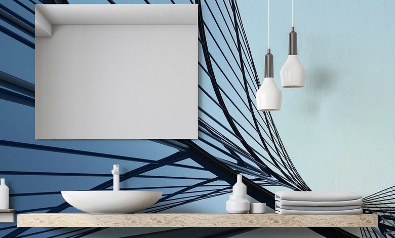 abstraktni architektonicka linie v odstinech modre fototapety do koupelny fototapety demural