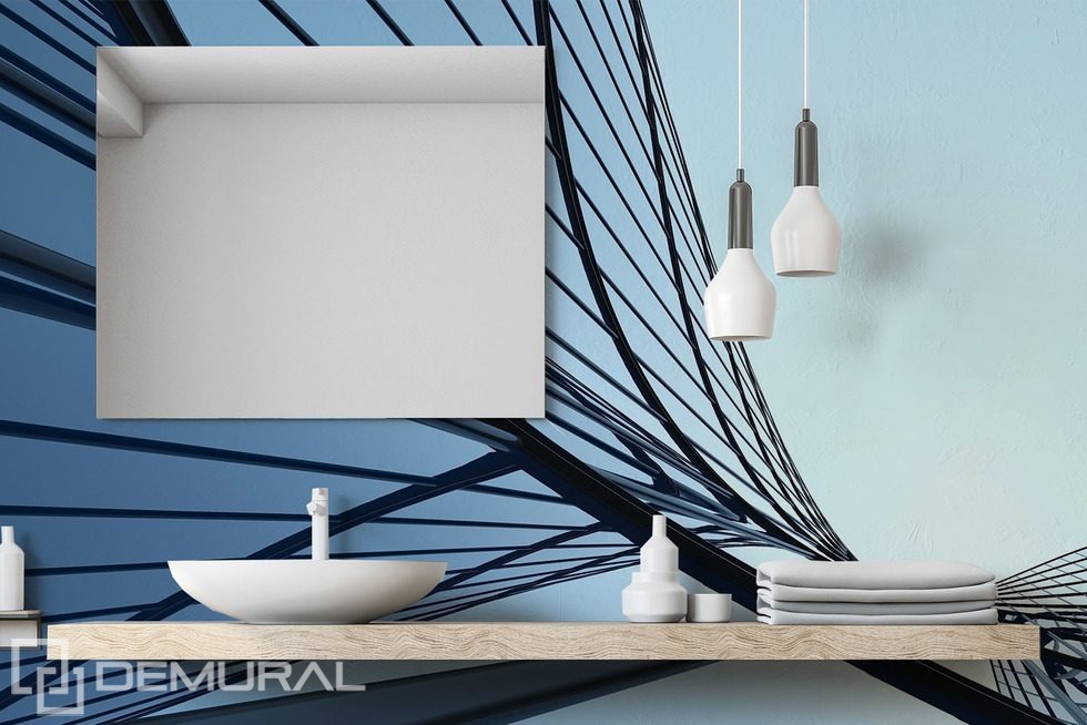 Abstraktní architektonická linie v odstínech modré Fototapety do koupelny Fototapety Demural