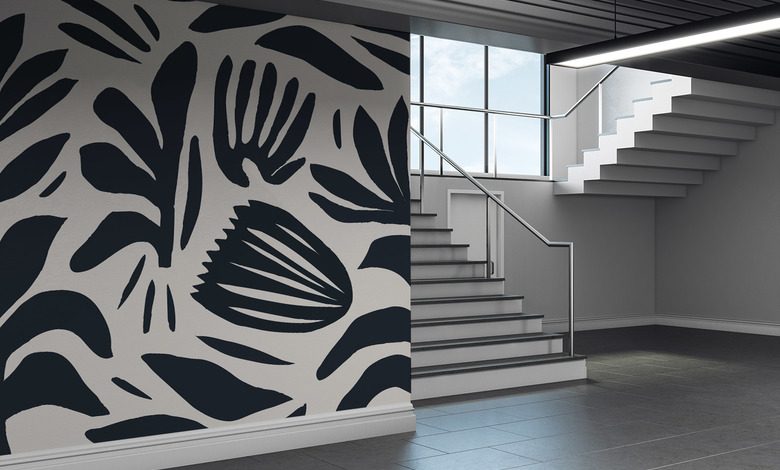 kontrastni rostlinny vzor v cerne a bile fototapety kvetiny fototapety demural