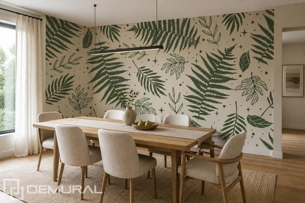 Jemná zeleň listů jako nástěnná dekorace Fototapety Textury Fototapety Demural