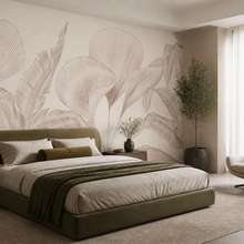 Minimalisticky-motiv-listu-v-tlumene-palete-fototapety-do-loznice-fototapety-demural