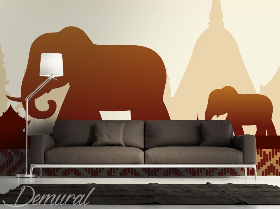 Rodina slonů Orientální Fototapety Demural