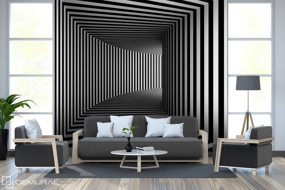 Černo-bílé závany iluzí Fototapety Černobílý Fototapety Demural